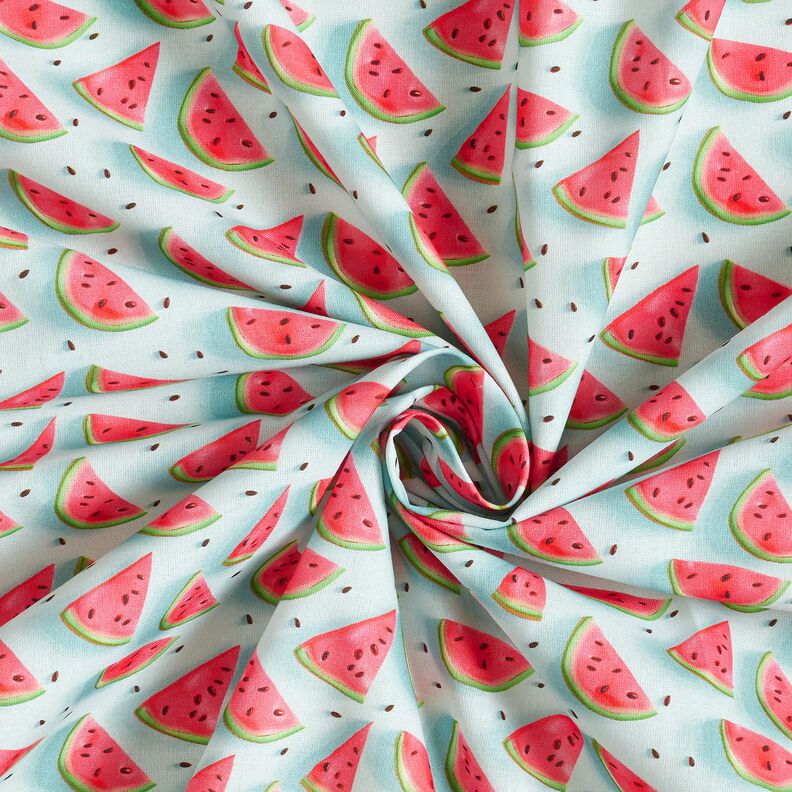 Baumwollstoff Popeline Wassermelone – eisblau/intensiv pink,  image number 3