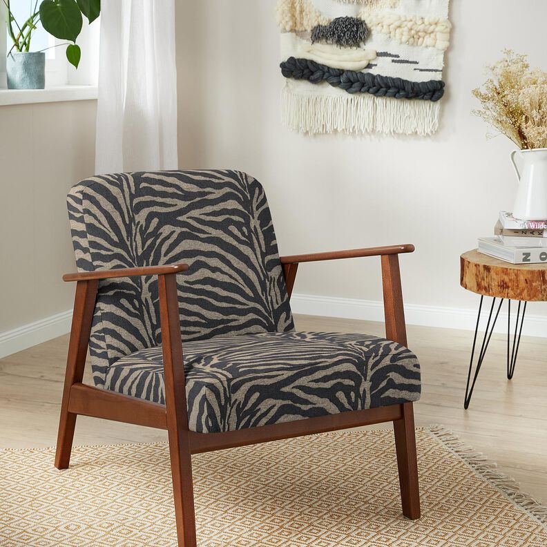 Polsterstoff Jacquard Zebra – khaki/schwarz, image number 7