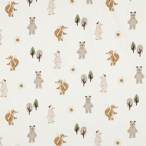 Baumwolljersey Tiere im Wald Digitaldruck | Poppy Fabrics – elfenbein/anemone, 