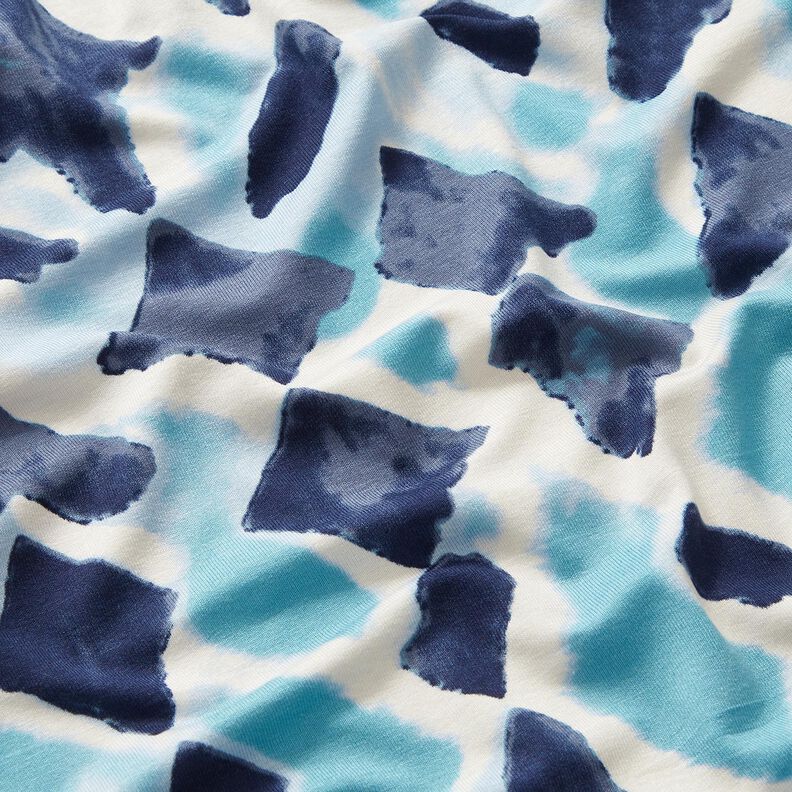 Viskosejersey Ikat-Muster – himmelblau/nachtblau, image number 2