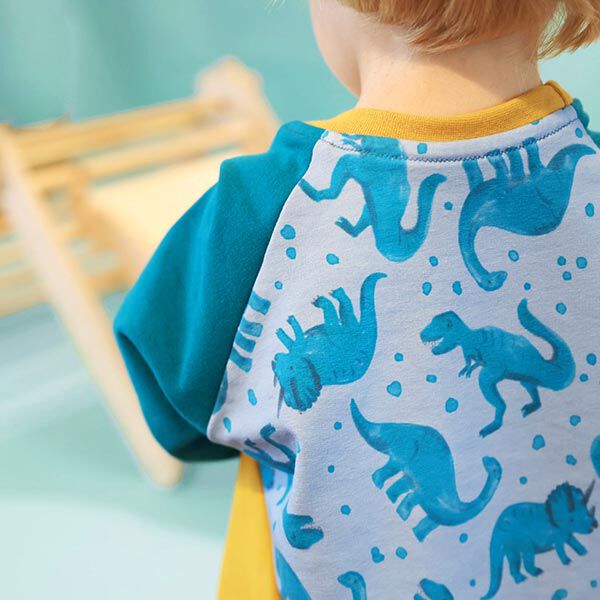 French Terry Sommersweat Dinos | PETIT CITRON – hellblau, image number 5