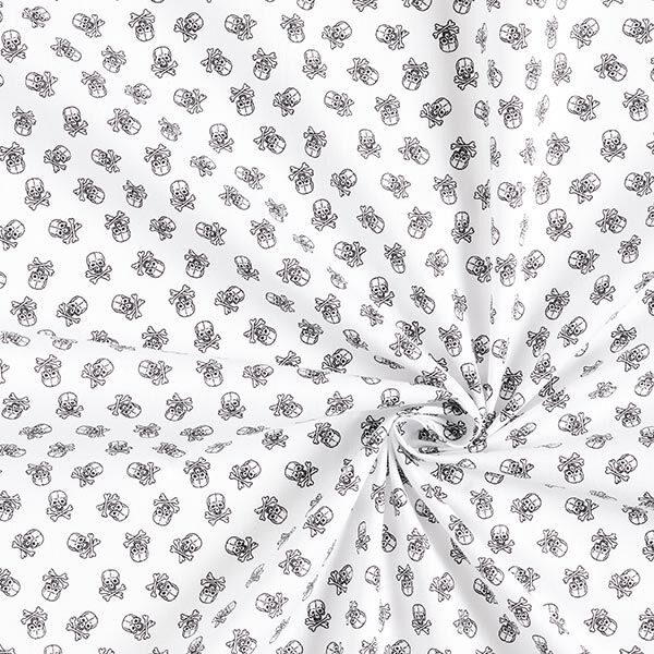 Popeline Totenkopf – weiss/schwarz, image number 3