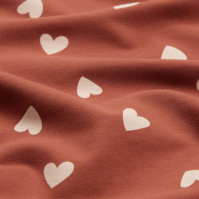French Terry Sommersweat verstreute Herzen &ndash; dunkelrot,  image number 2