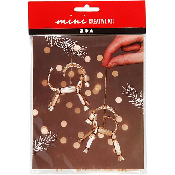 Mini Kreativ-Set Weihnachtsziege aus Strohhalmen [ 2 Stück ],  image number 1