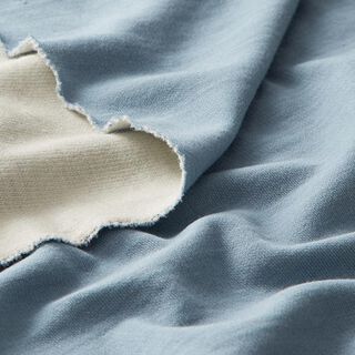 GOTS Wolle-Baumwoll Jersey Doubleface | Albstoffe – blaugrau/natur | Reststück 50cm, 