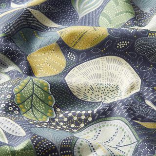 Baumwollstoff Cretonne Blätter – navy, 