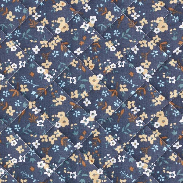 Steppstoff Doubleface kleine Blumensträuße – marineblau/sand, image number 4