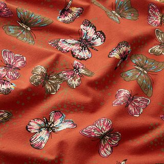 Baumwolljersey Schmetterlinge – terracotta, 