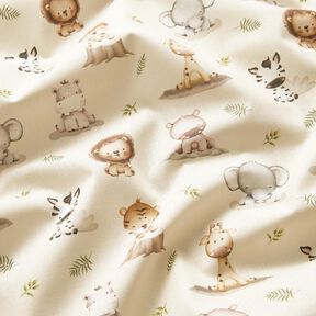 Baumwollpopeline Baby Dschungeltiere Digitaldruck – beige, 
