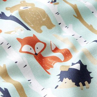 Dekostoff Halbpanama Waldtiere – mint, 