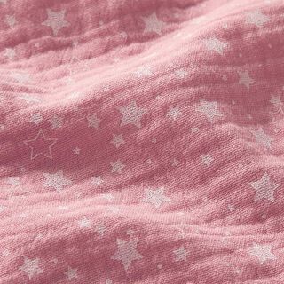 Musselin/ Doppel-Krinkel Gewebe Sternchen – rosa, 