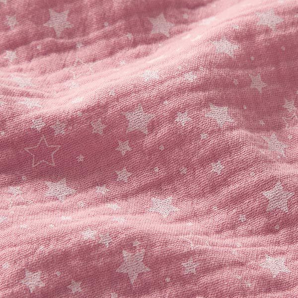 Musselin/ Doppel-Krinkel Gewebe Sternchen – rosa