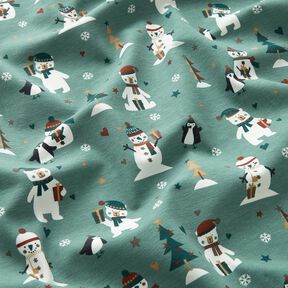 Baumwolljersey Pinguin, Eisbär und Schneemann – schilf, 