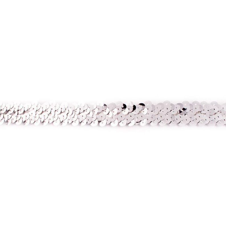 Elastische Paillettenborte [20 mm] – silber metallic,  image number 1