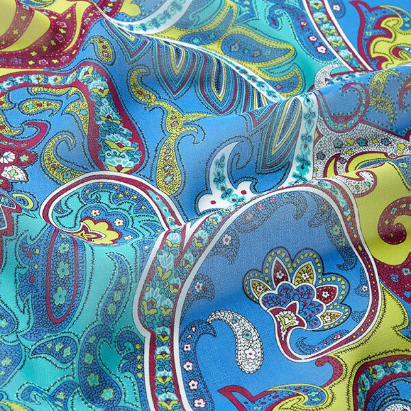 Chiffon Paisley – blau | Reststück 100cm