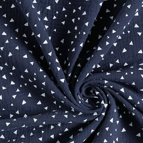 Musselin/ Doppel-Krinkel Gewebe Dreiecke – marineblau/weiss, image number 3
