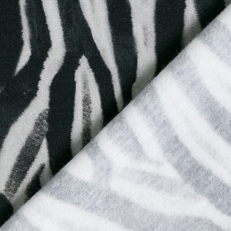 French Terry angeraut Zebra Digitaldruck – schwarz/silber, image number 4