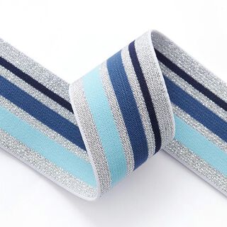 Gummiband Glitter [ 4 cm ] – silber/hellblau, 