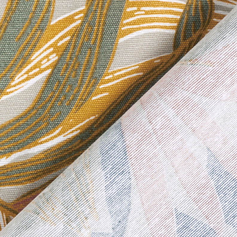 Dekostoff Canvas Dschungelblätter 280 cm – helltaupe/kupfer,  image number 4