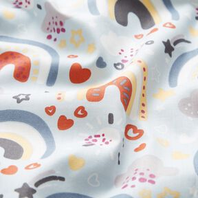 Popeline Regenbogen – hellblau | Reststück 60cm, 