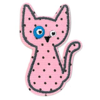 Applikation Katze mit Punkten [ Maße: 6,5 x 4,5 cm ] | Kleiber – rosa, 