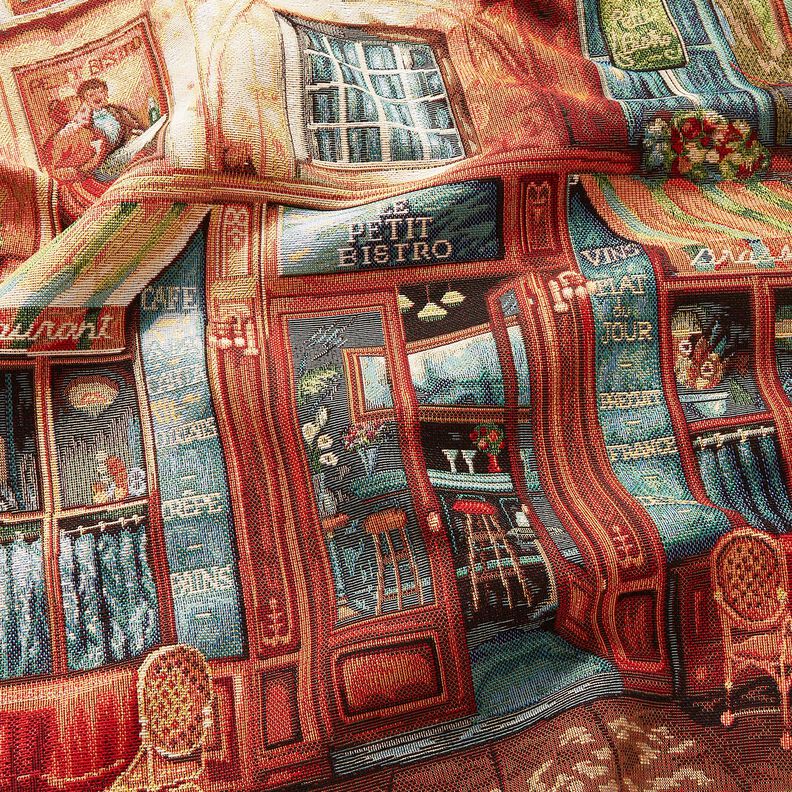 Dekopanel Gobelin französisches Bistro – blau/terracotta, image number 2