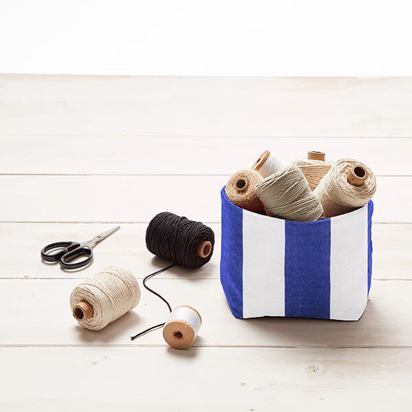 Dekostoff Canvas Streifen – blau/weiss | Reststück 50cm
