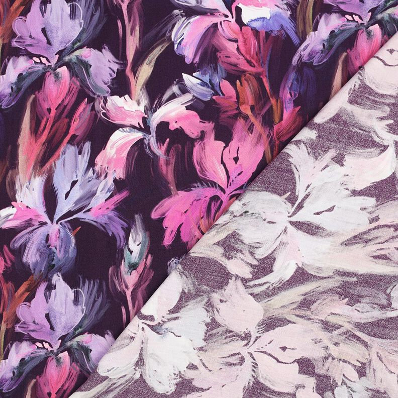 Viskosestoff expressive Blumen &ndash; aubergine,  image number 4