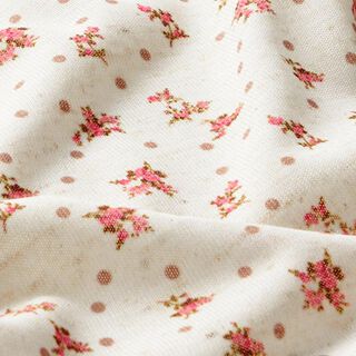 Feinstrickstoff Rosenzweige – weiss/pink, 