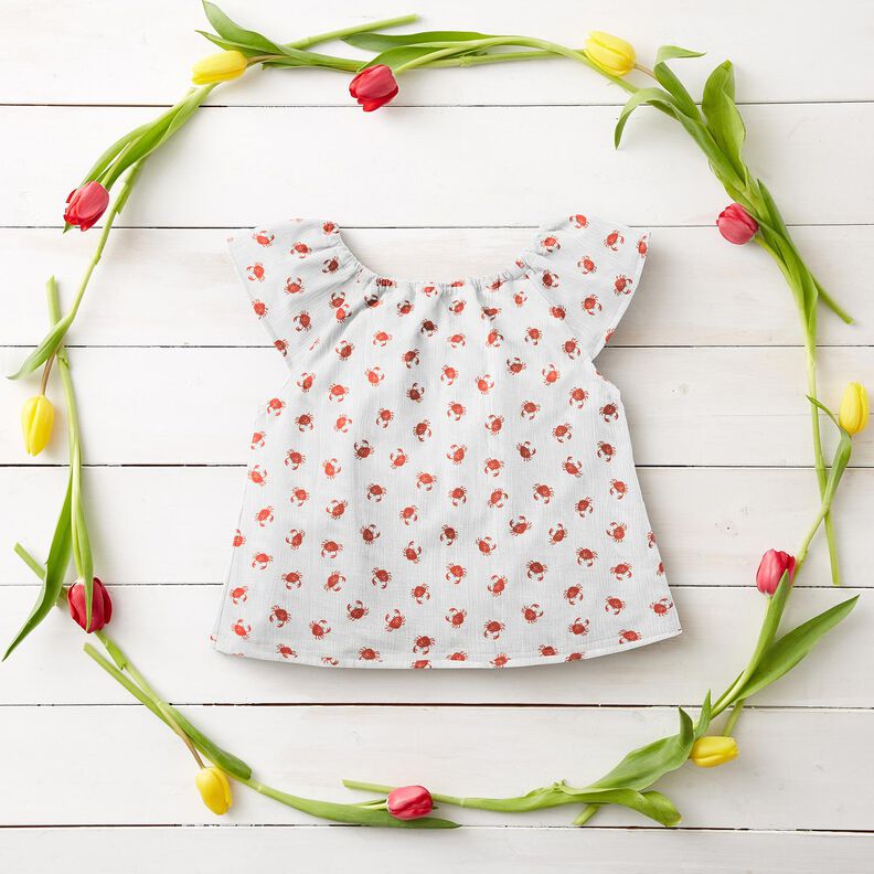 GOTS Musselin/ Doppel-Krinkel Gewebe Krebse | Poppy Fabrics – elfenbein,  image number 7
