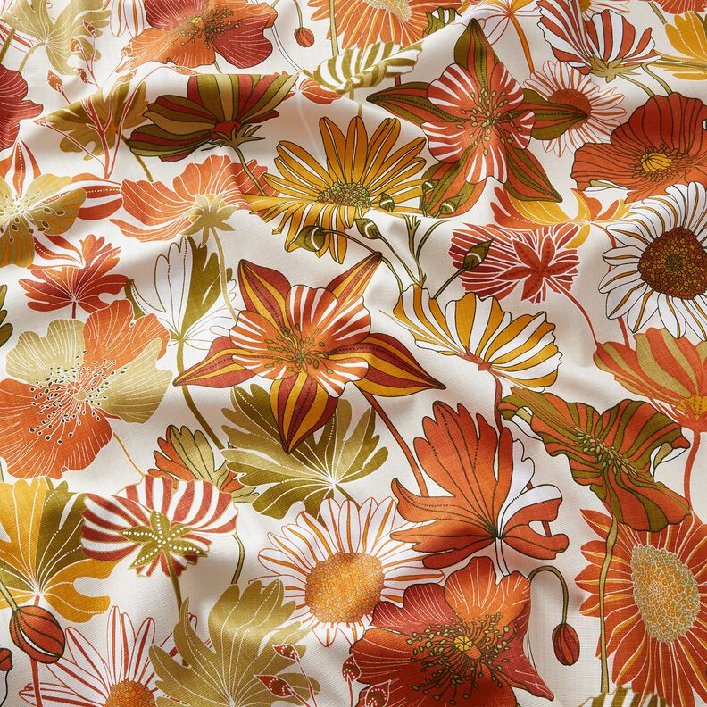 Dekostoff Panama farbenfrohe Blumen – creme/terracotta, image number 2