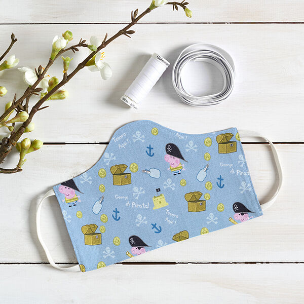Cretonne Lizenzstoff Peppa Pig George Pirate | ABC Ltd. – hellblau, image number 9
