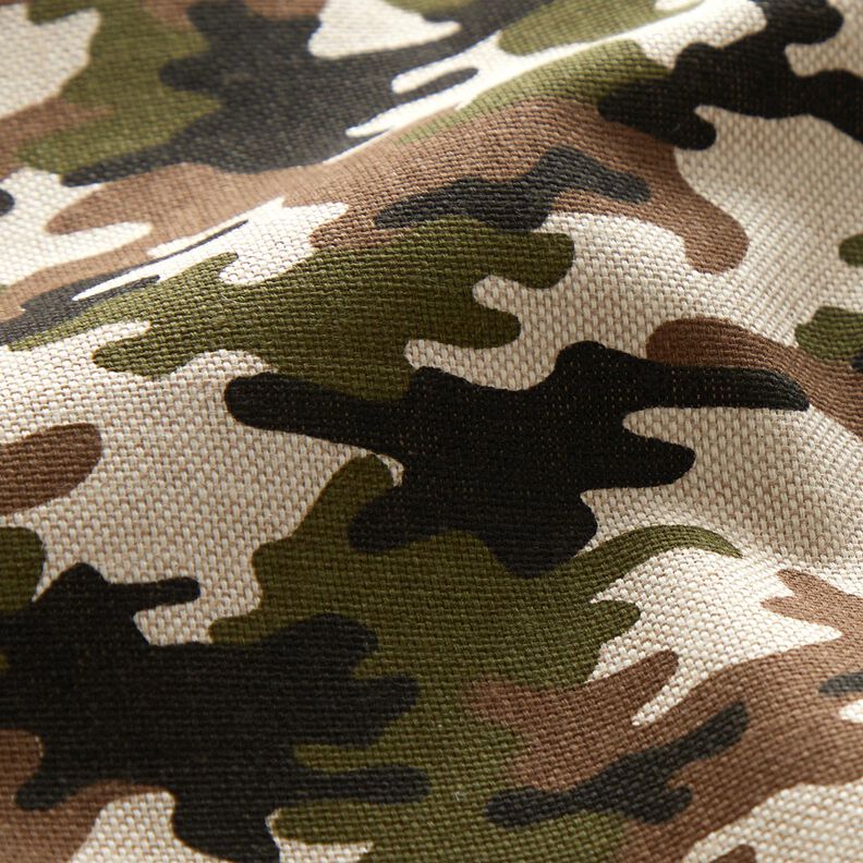 Dekostoff Halbpanama Camouflage – natur/dunkeloliv,  image number 2
