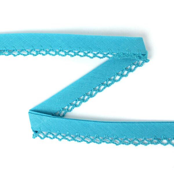 Schrägband mit Häkelborte 17 – türkis, image number 1