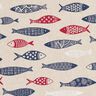 Dekostoff Halbpanama abstrakter Fischschwarm – beere/natur,  thumbnail number 5