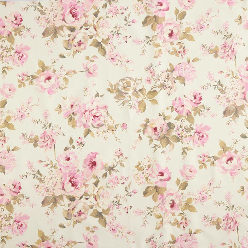 Beschichtete Baumwolle Rosenblüten – creme,  image number 1