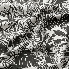 Dekostoff Halbpanama Dschungel – natur/schwarz, 