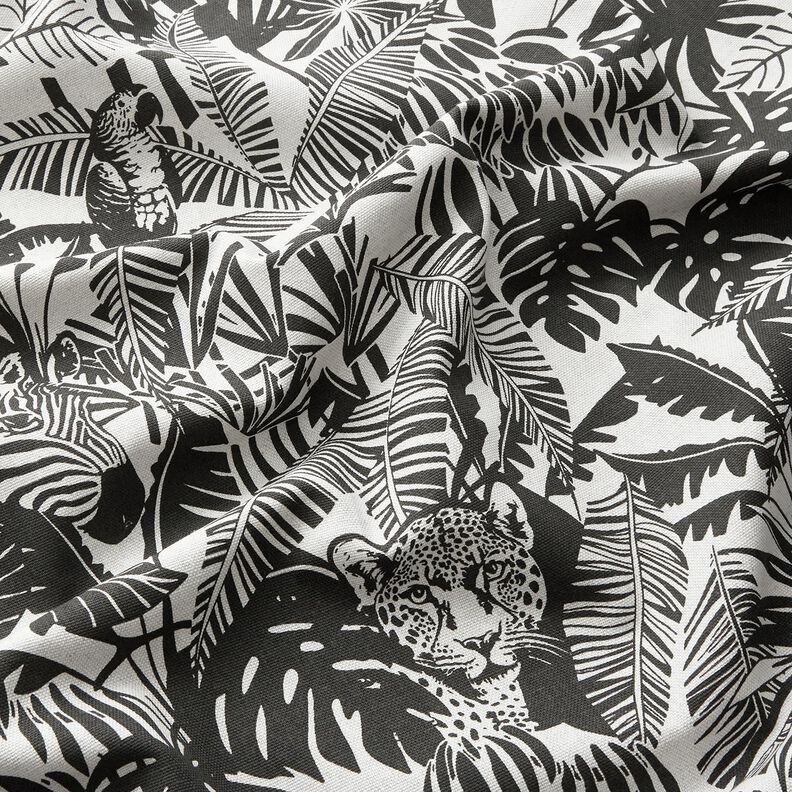 Dekostoff Halbpanama Dschungel – natur/schwarz,  image number 2
