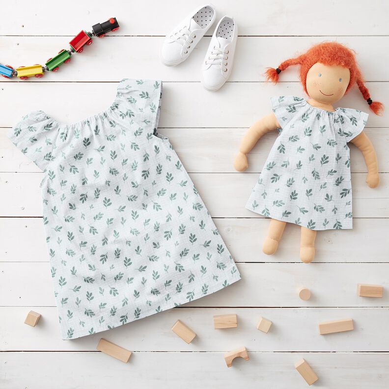 Musselin/ Doppel-Krinkel Gewebe Zweige | Poppy Fabrics – weiss/schilf,  image number 5