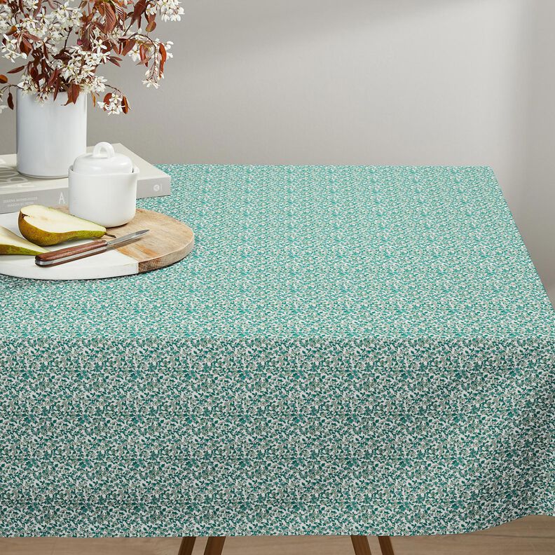 Baumwollstoff Cretonne zahlreiche Blümchen – petrol/weiss,  image number 6