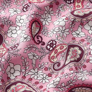 Viskosestoff Paisleyblumen – rosa, 