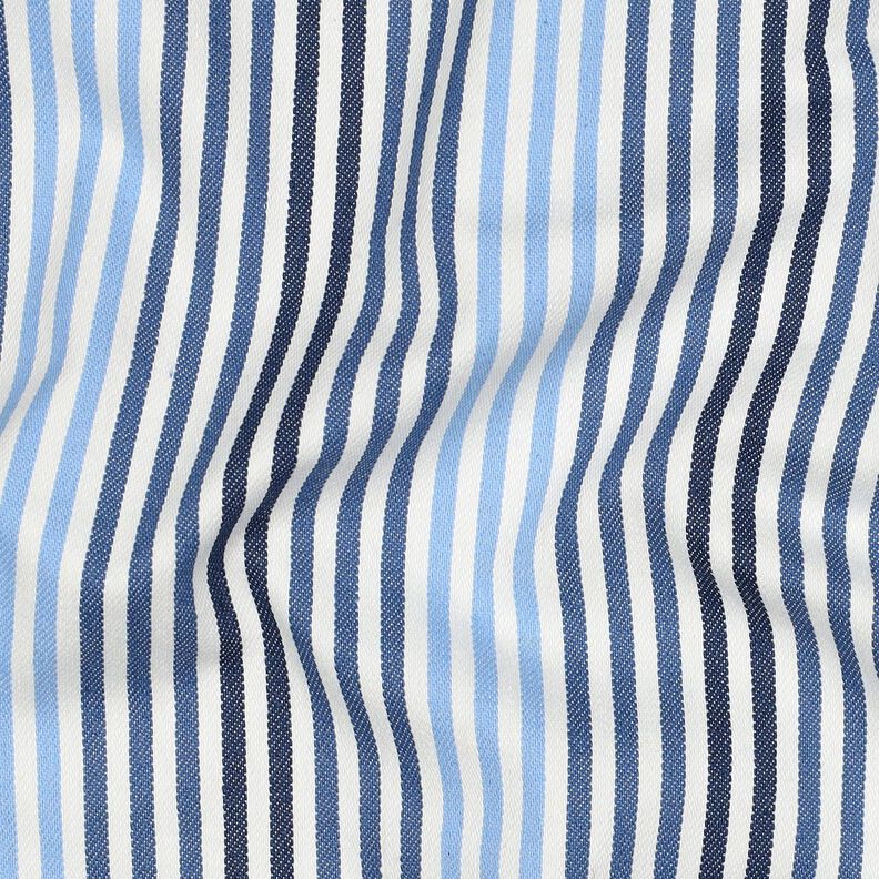 Denim Baumwoll-Mix Streifen | Poppy Fabrics – jeansblau/wollweiss,  image number 2