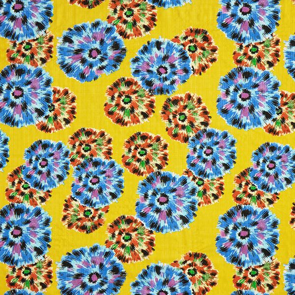 Baumwoll-Viskose-Mix Blumen Wachsmaloptik – sonnengelb, image number 1
