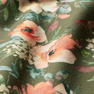 French Terry Aquarellblumen | by Poppy – oliv, 