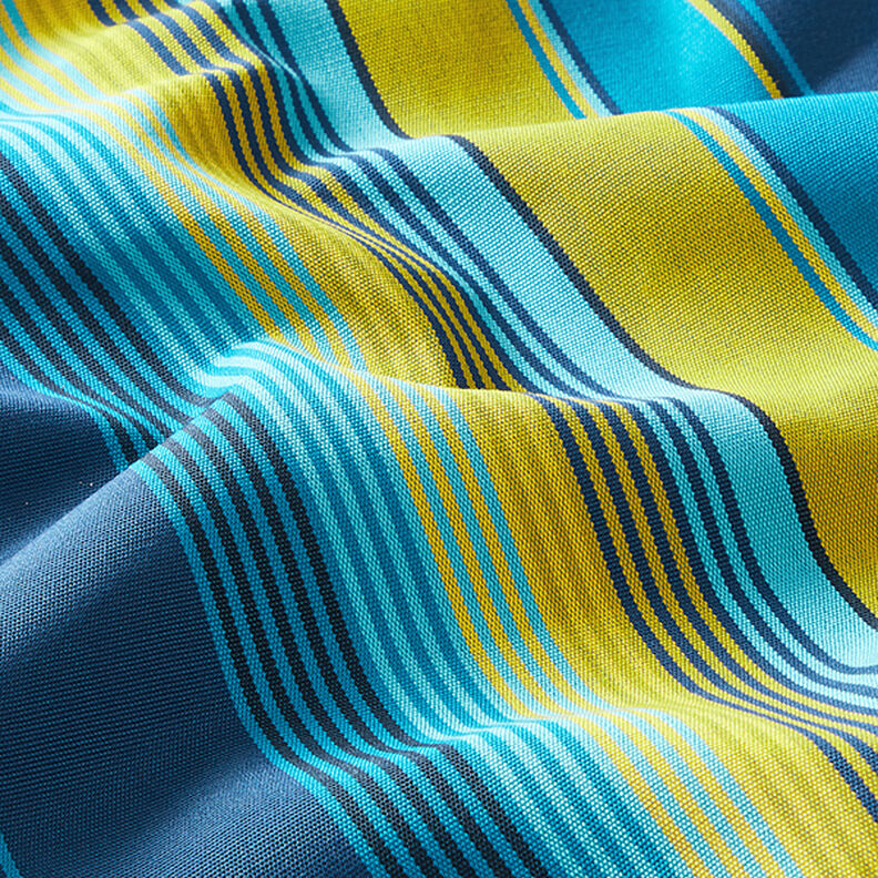 Outdoorstoff Canvas Streifen – blau/senf,  image number 2