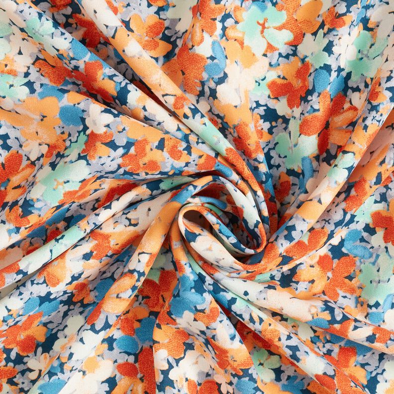 Viskosestoff gesprenkelte Blümchen – terracotta/blau,  image number 3