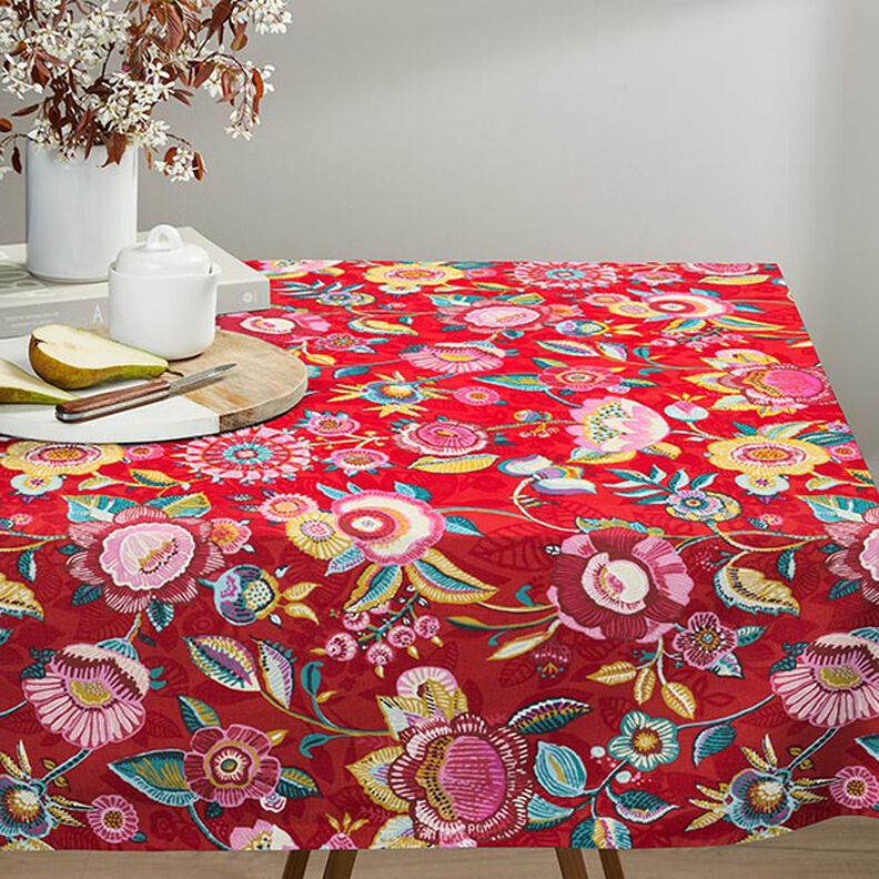Baumwollstoff Cretonne getupfte Blumen – chili,  image number 7