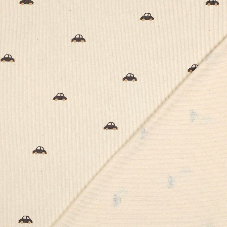 GOTS Rippenjersey kleine Autos | Poppy Fabrics – creme/schwarzbraun,  image number 4
