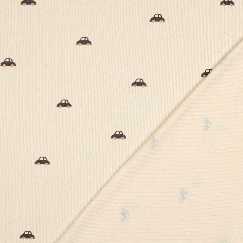 GOTS Rippenjersey kleine Autos | Poppy Fabrics – creme/schwarzbraun, image number 4