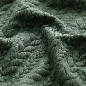 Jerseyjacquard Cloqué Zopfmuster – dunkelgrün, 